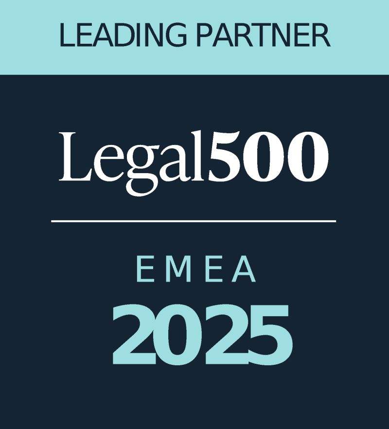 Legal 500 EMEA 2025 Leading Partner badge recognizing top legal firms across Europe, the Middle East, and Africa.